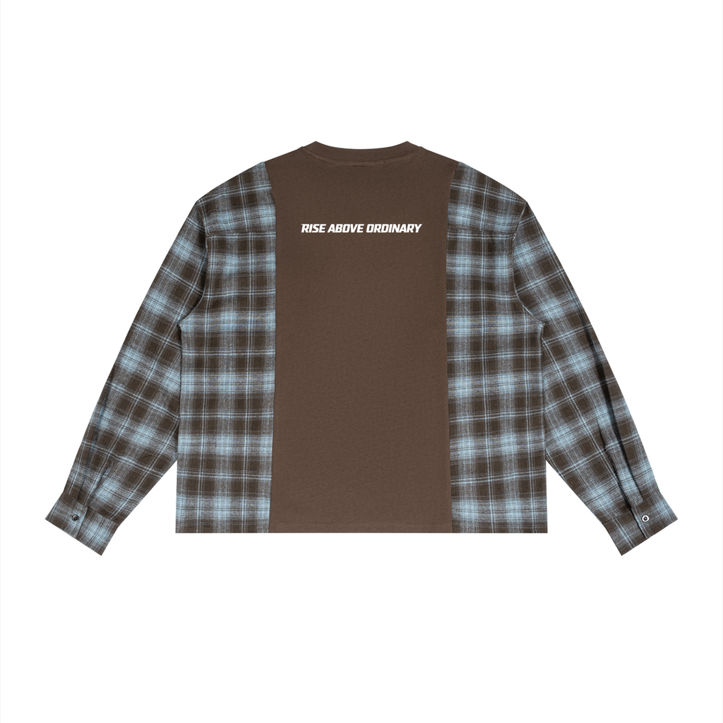 Unisex Plaid Panel Long Sleeve T-Shirt