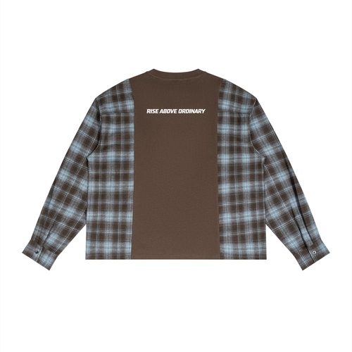 Unisex Plaid Panel Long Sleeve T-Shirt
